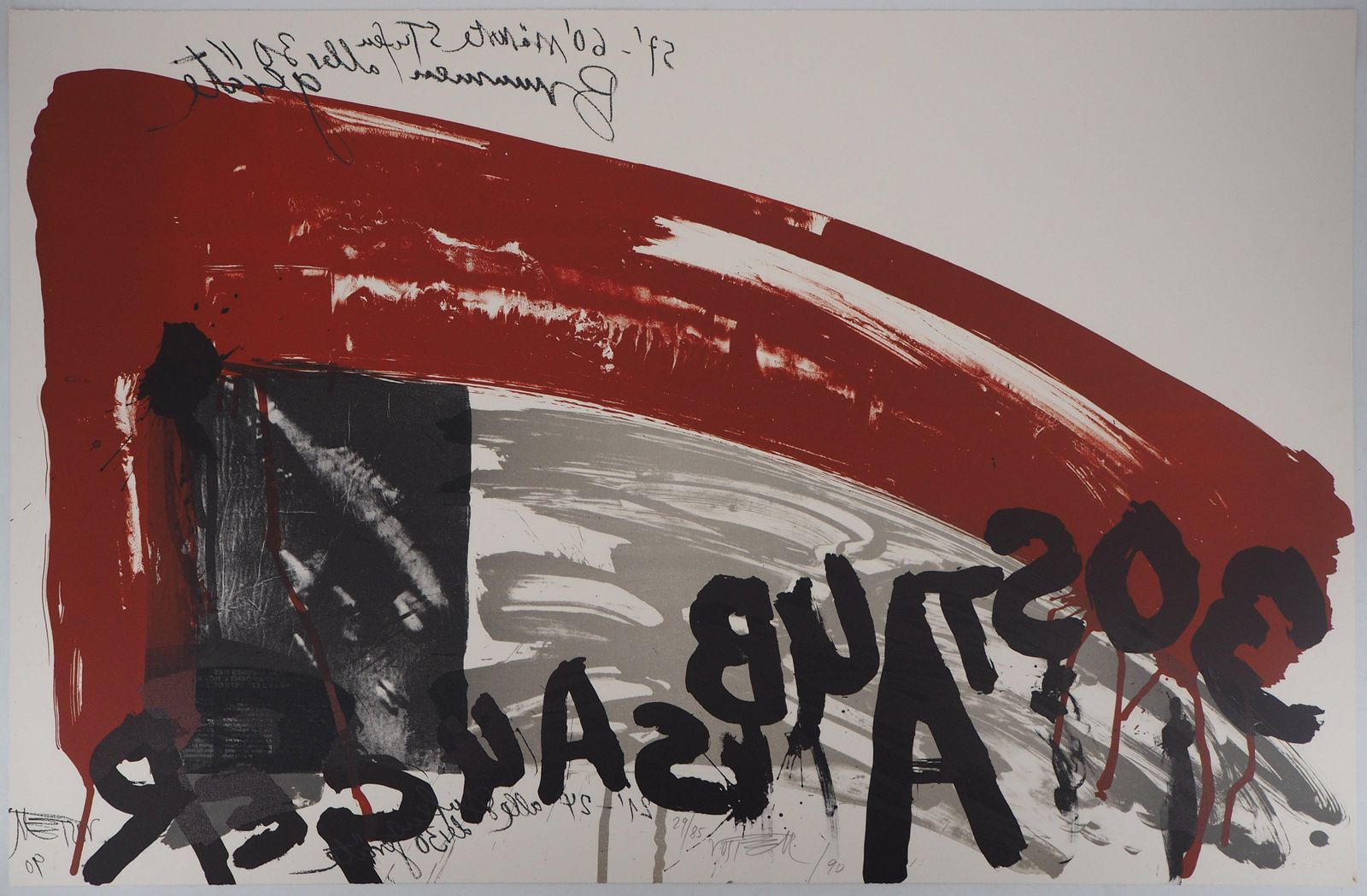 Wolf Vostellthe Scream,  Night Attack   Original Handsigned Lithograph   Ltd 85 Cop (Fluxus)1990