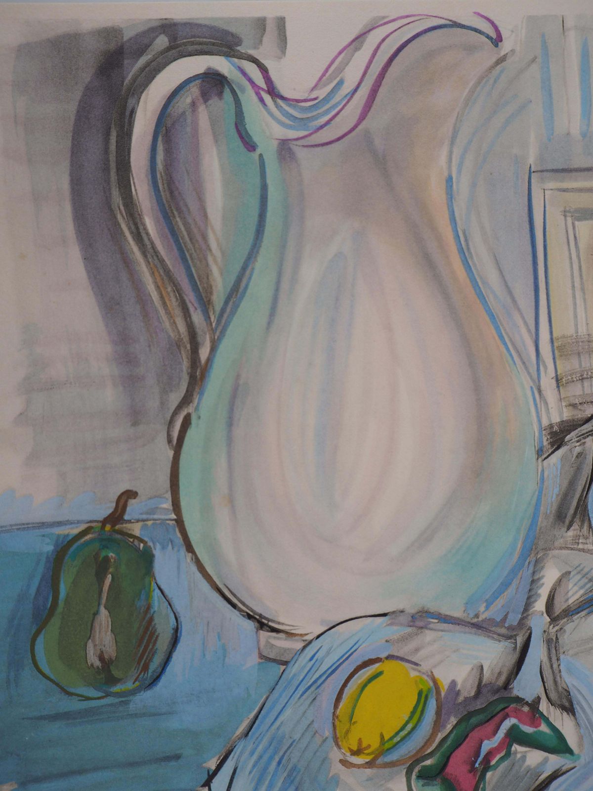 Raoul Dufystill Life With White Pot And Pears   Original Lithograph1953 photo 425.0