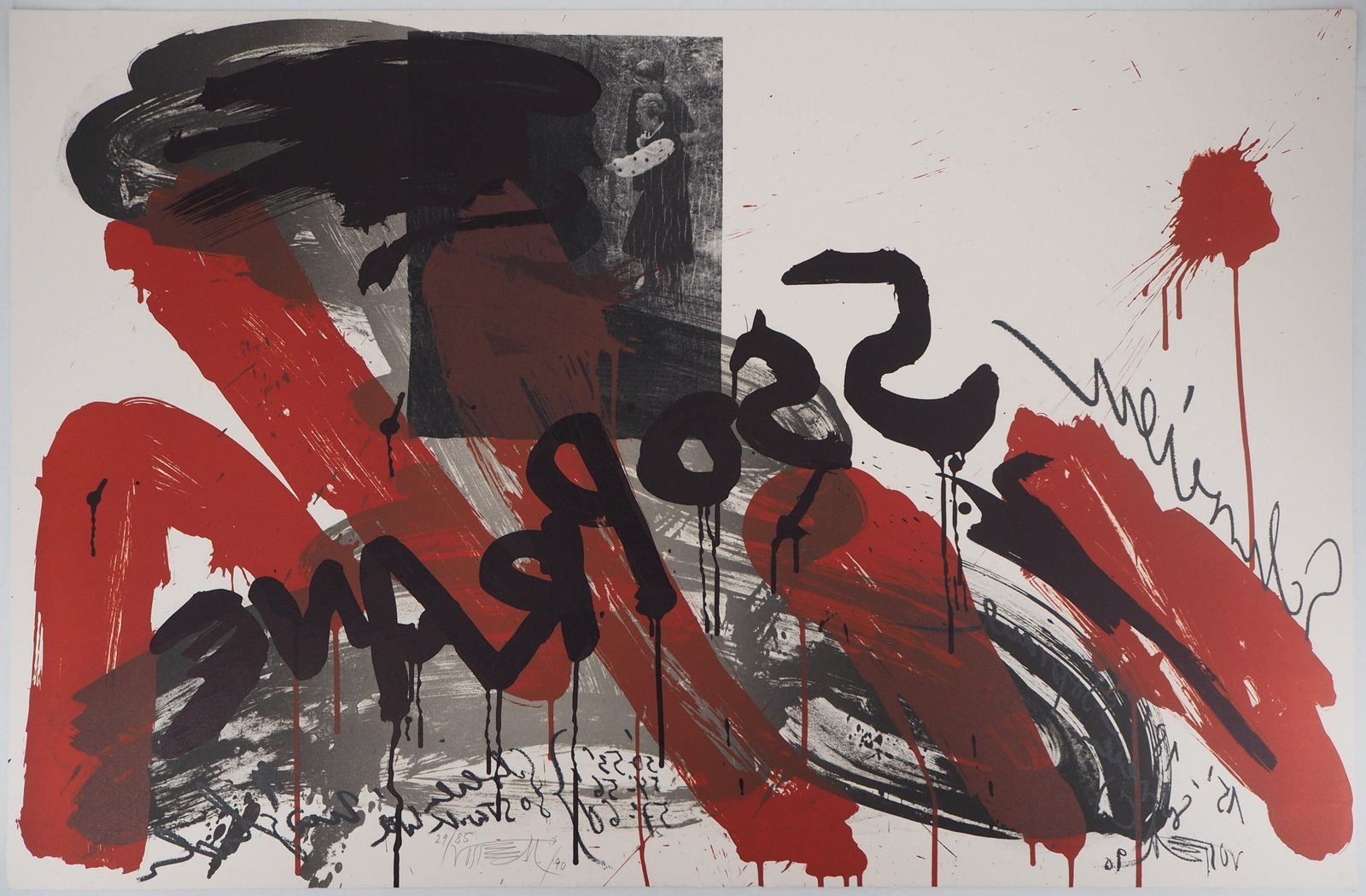 Wolf Vostellthe Scream,  The Soprano   Original Handsigned Lithograph   Ltd 85 Cop (Fluxus)1990
