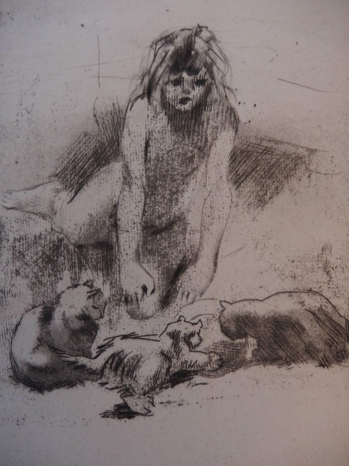 Jacques Villonyoung Girl With The Cats   Original Handsigned Etching   30 Copies1907