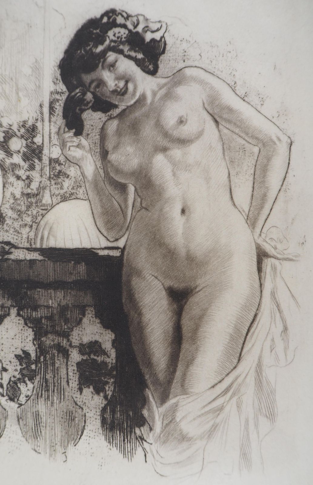 Almery Lobel Richeyoung Lady In A Garden   Original Etching Handsigned photo Art