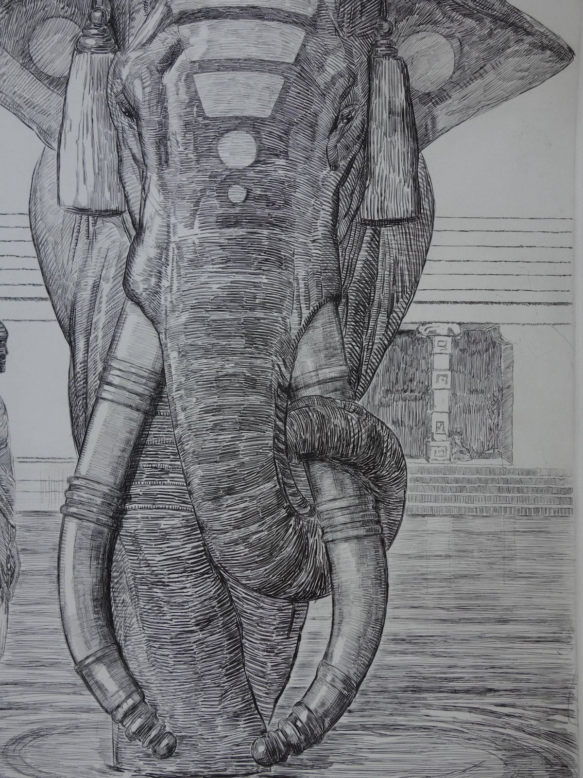 photo furniture Paul Jouveelephant Of Siva Temple   Original Etching