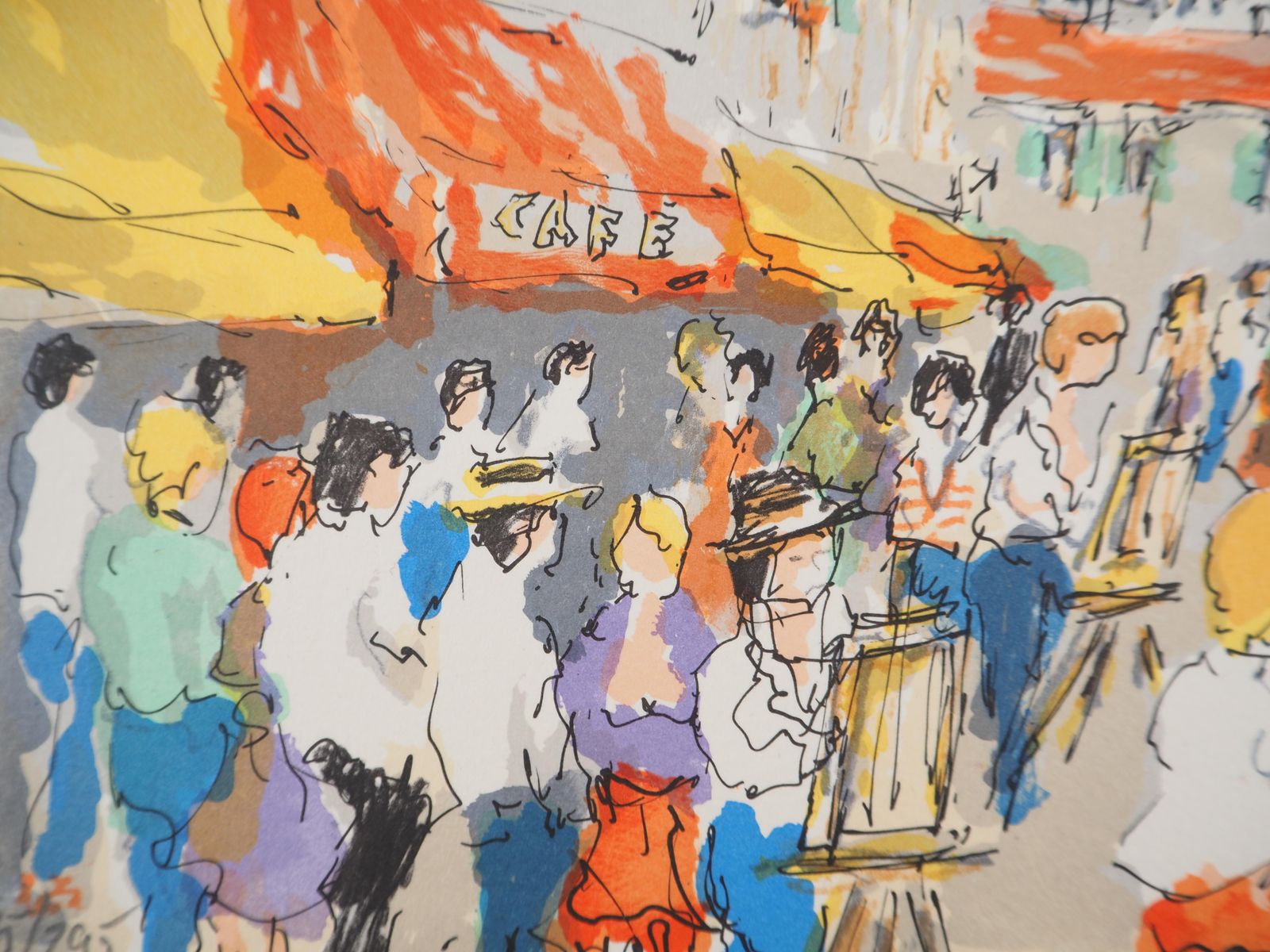 Urbain Huchetmontmartre : Place Du Tertre And Sacre Coeur   Original Lithograph Handsigned 1960 photo 127.0