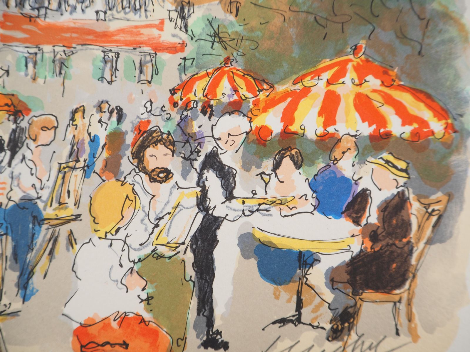 Urbain Huchetmontmartre : Place Du Tertre And Sacre Coeur   Original Lithograph Handsigned 1960 photo vinterior