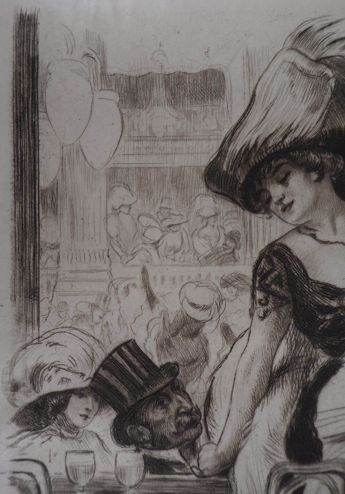 Almery Lobel Richecabaret Of Paris : Cancan Dancer   Original Etching On Parchment, Handsigned 1912 photo Art