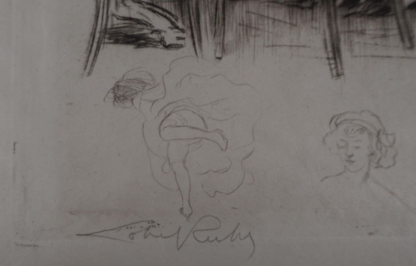 Almery Lobel Richecabaret Of Paris : Cancan Dancer   Original Etching On Parchment, Handsigned 1912 photo vinterior