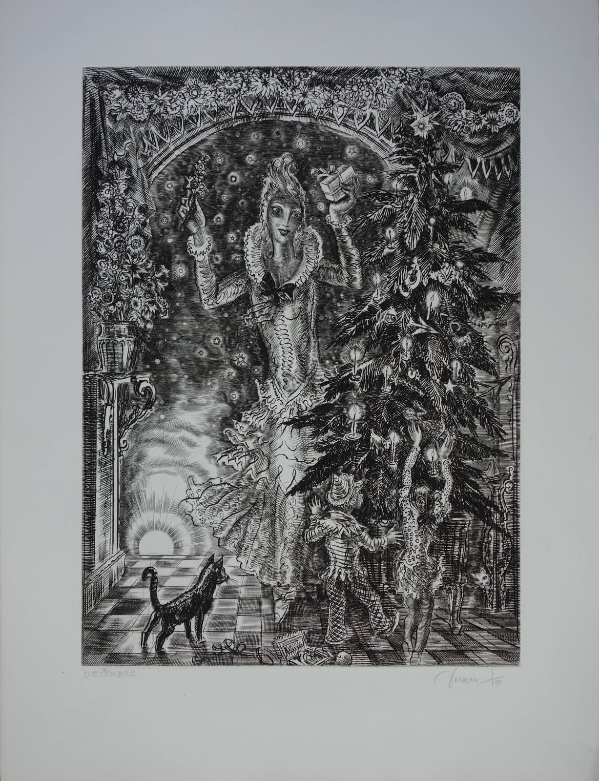Albert Decarisdecember : Christmas Tree   Original Handsigned Etching   Exceptional N° 1/100 photo for sale