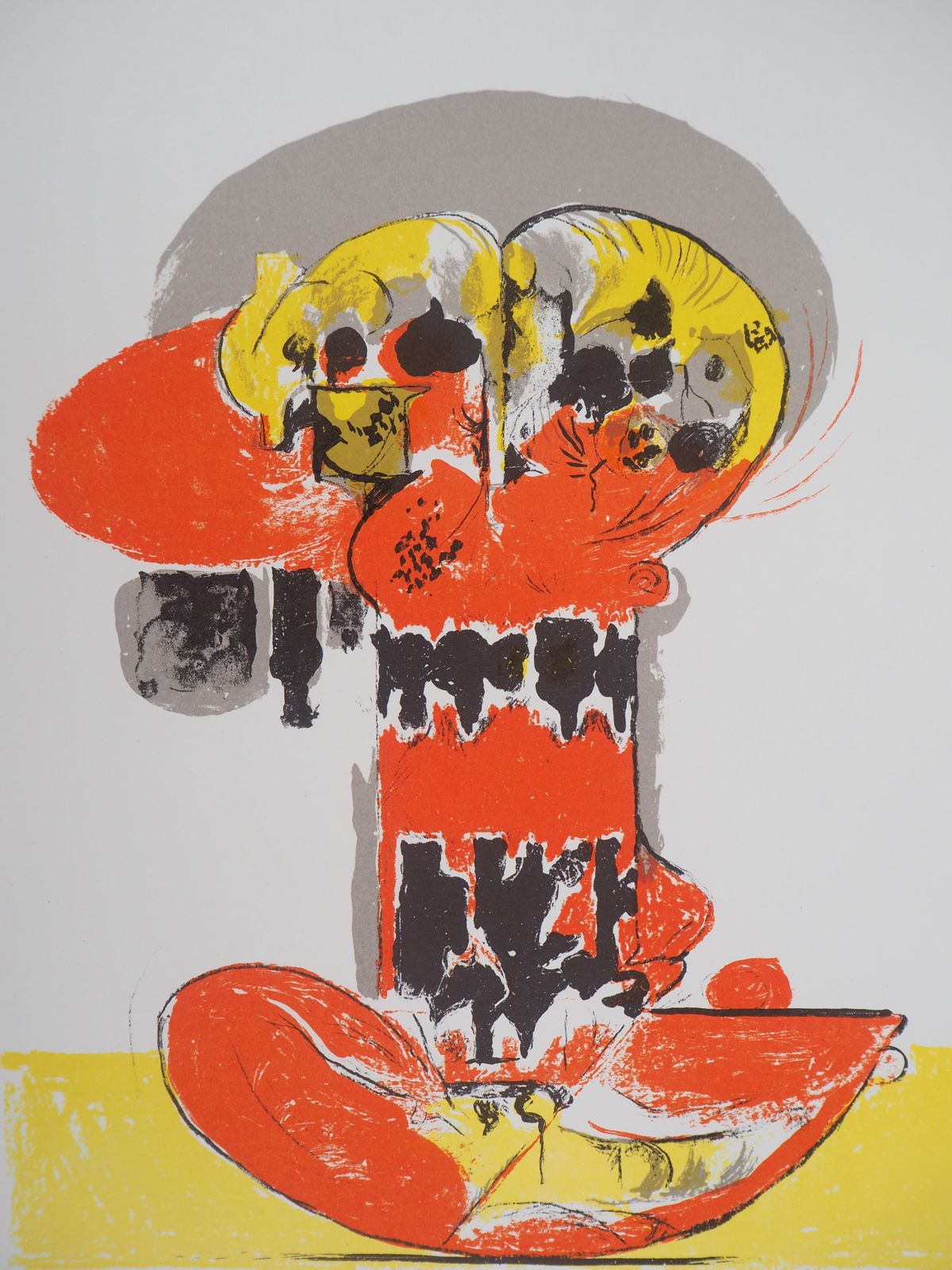Graham Sutherlandcomposition With Yellow And Red   Original Lithograph   Mourlot, 19721972 photo furniture