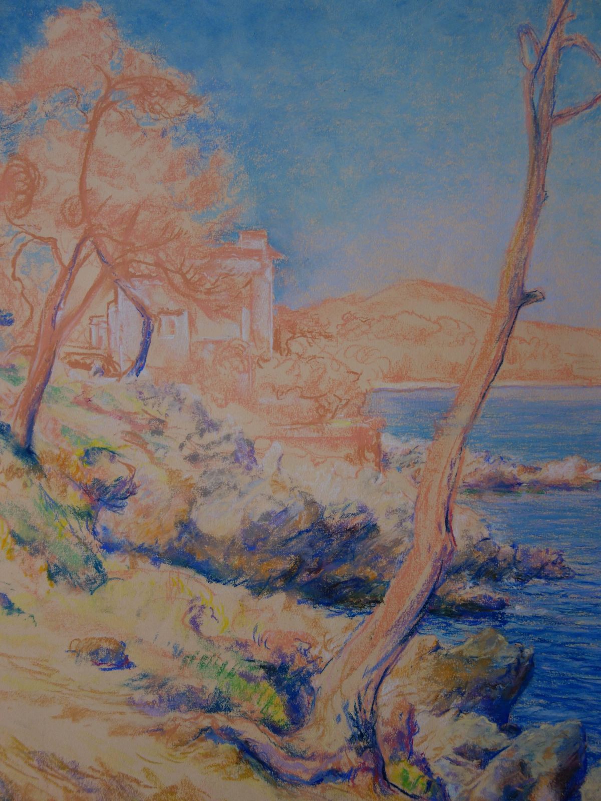 Gaston Coppenssavage Sea Coast Near Saint Tropez   Original Charcoals Drawing photo furniture
