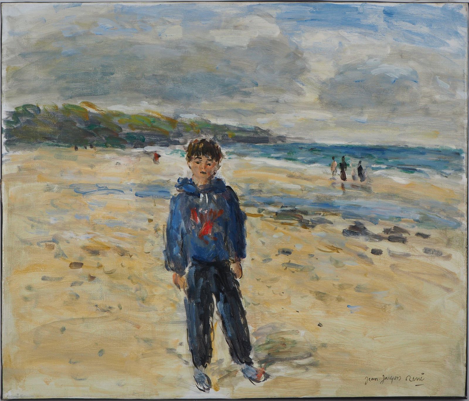 Jean Jacques Renenormandy : Boy On The Beach   Oil On Canvas Hansigned photo furniture