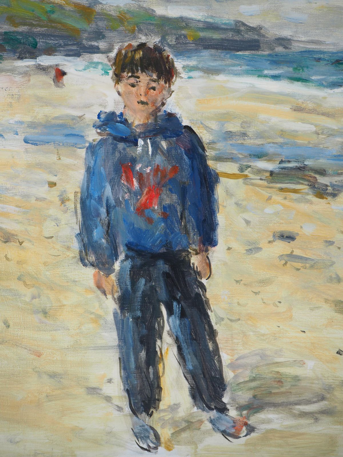 Jean Jacques Renenormandy : Boy On The Beach   Oil On Canvas Hansigned photo Art