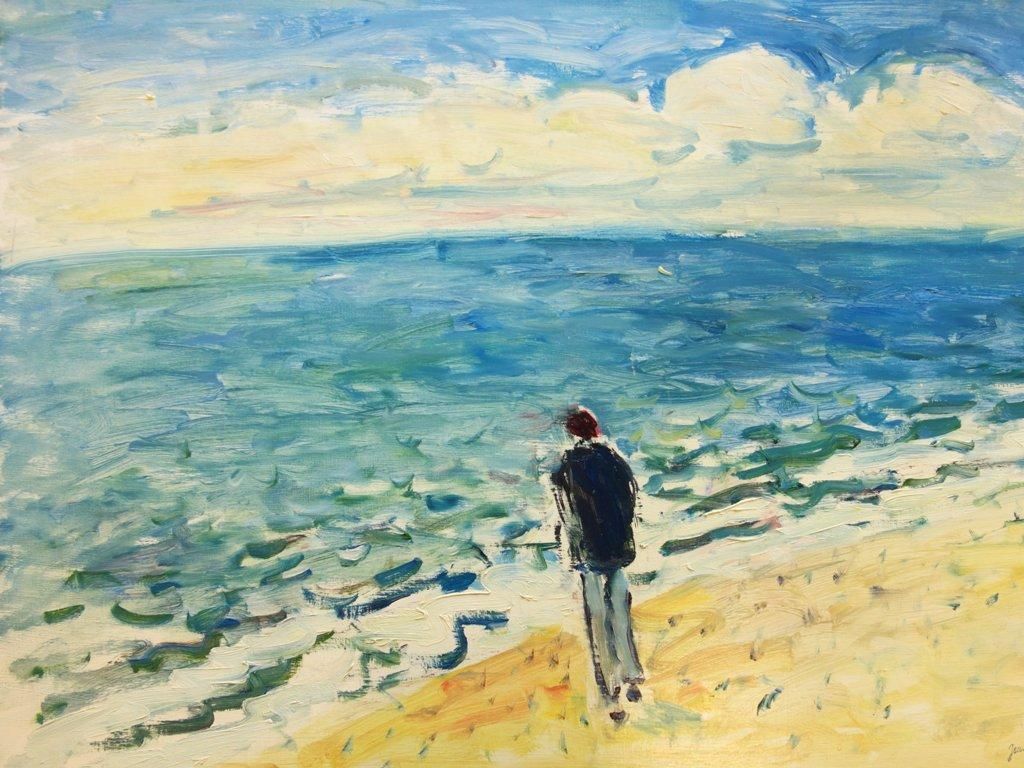 Jean Jacques Renetravel, In Front Of The Atlantic Ocean   Oil On Canvas Hansigned