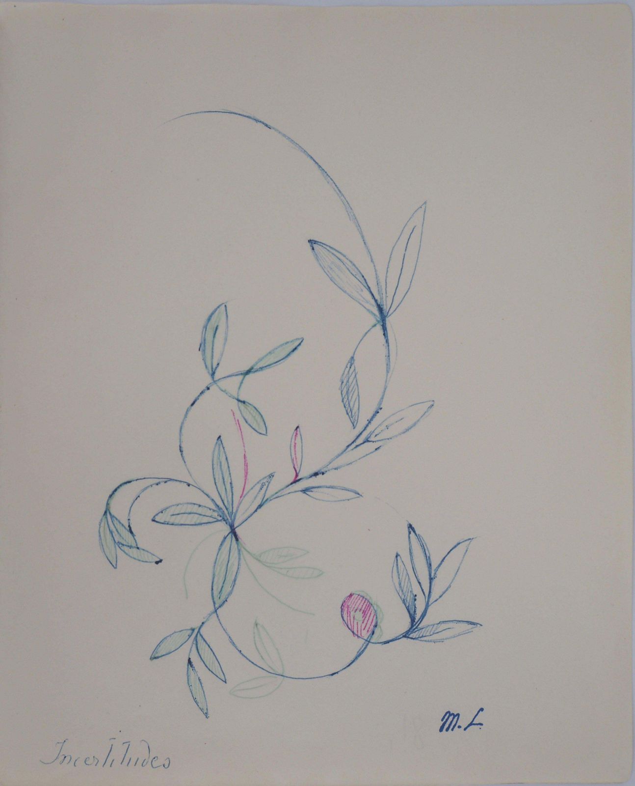 Marie Laurencin Floral Ornament   Original Ink Drawing, 19531953