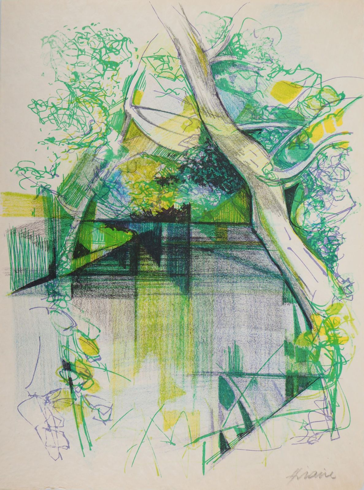 Camille Hilairerivers In France : A Peaceful Place   Original Handsigned Lithograph1975