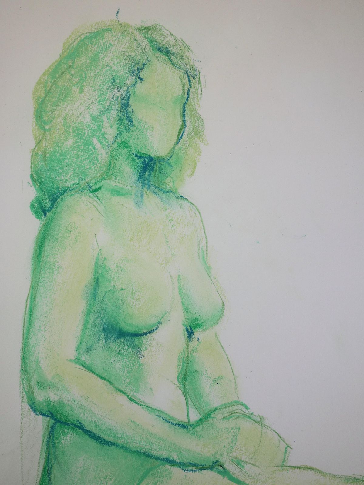 Gaston Coppensnude In Green   Original Charcoals Drawing photo Art