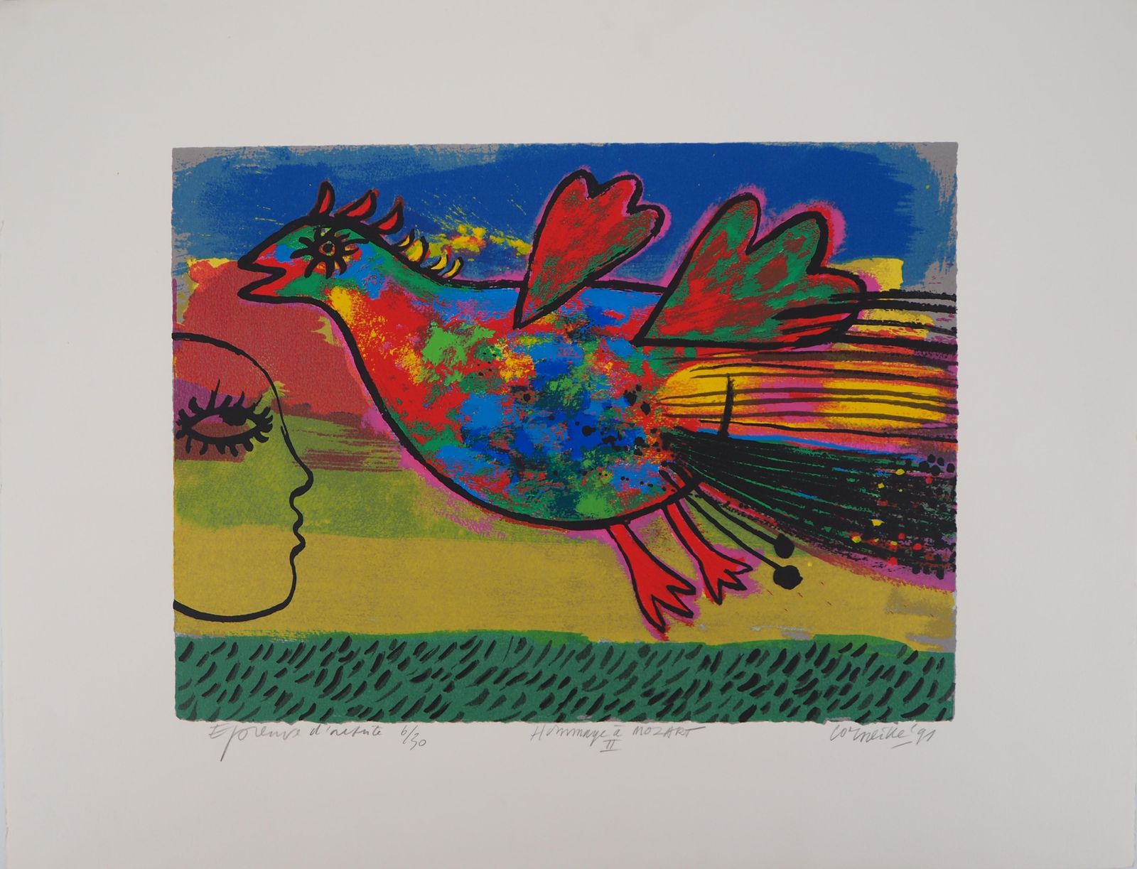 Corneilletribute To Mozart : Firebird   Original Handsigned Lithograph1991