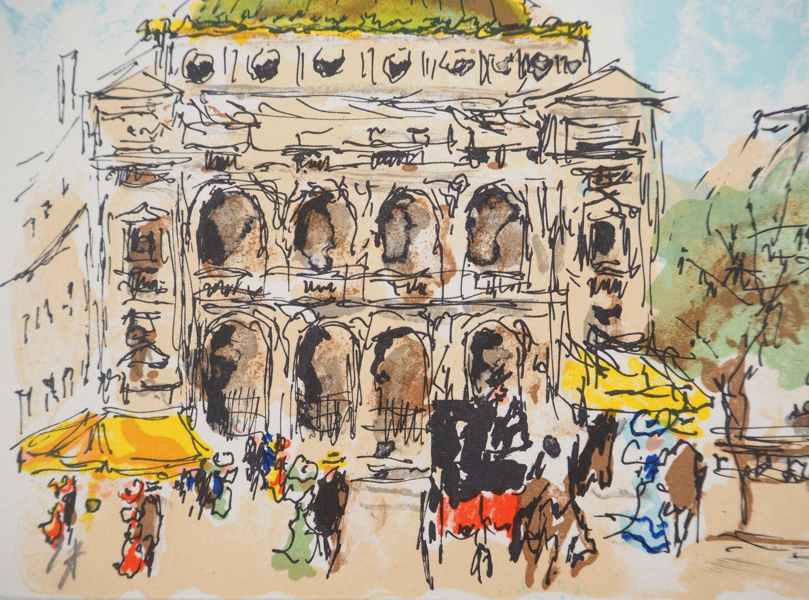 Urbain Huchetparis : Opera Square   Original Lithograph Handsigned And Numbered1980 photo for sale