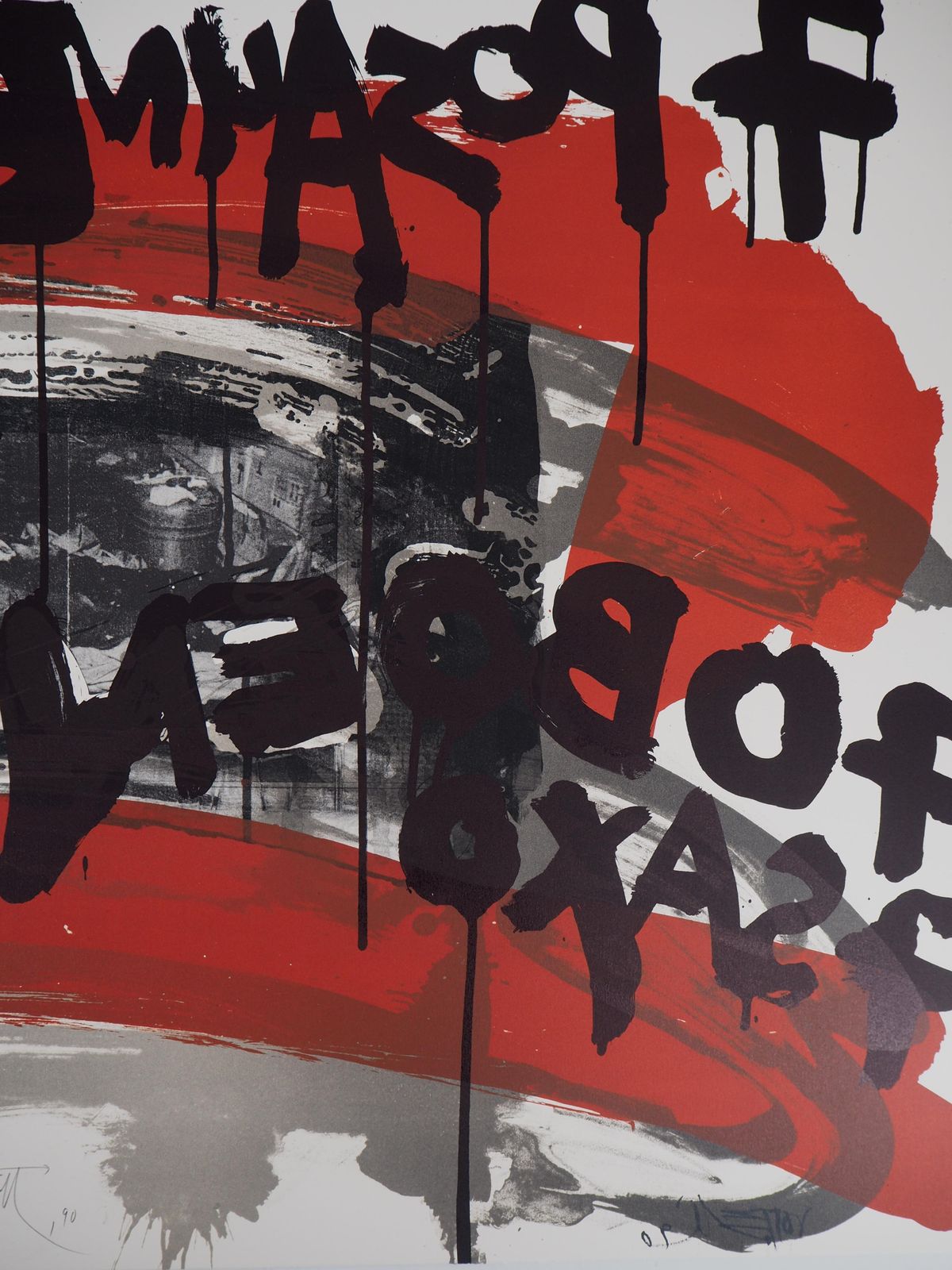 Wolf Vostellthe Scream,  Man In Black   Original Handsigned Lithograph   Ltd 85 Cop (Fluxus)1990 photo vinterior