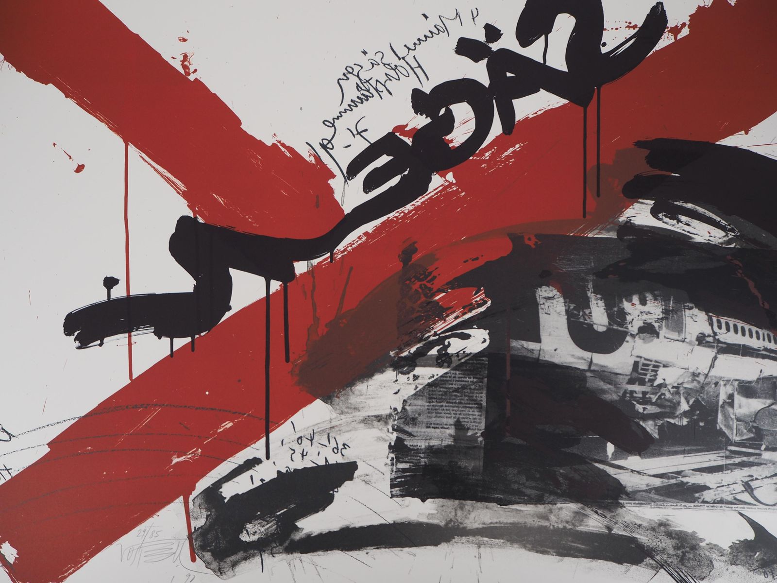 Wolf Vostellthe Scream,  The Accident   Original Handsigned Lithograph   Ltd 85 Cop (Fluxus)1990 photo furniture