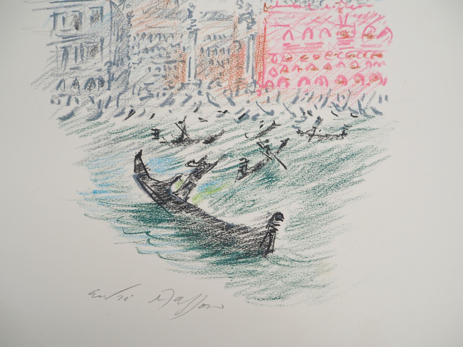 André Massonvenice : The Basin Of San Marco With Gondola   Original Handsigned Drawing photo vinterior