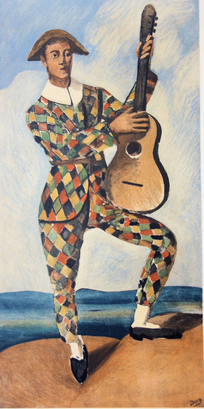 (After) André Deraintribute To Picasso : Musician Harlequin   Lithograph   C. 1950 photo 297.0