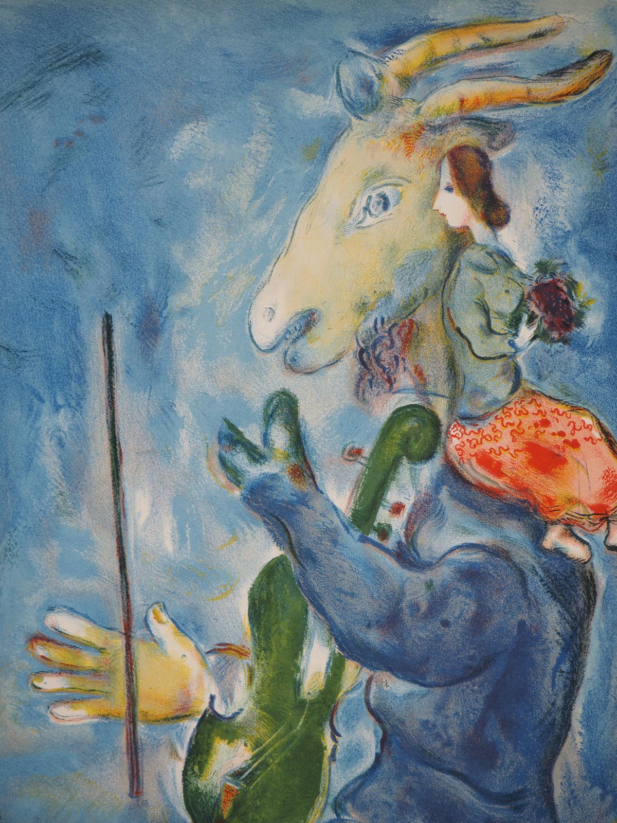 Marc Chagallspring : Goat Playing Violin And Woman With Bouquet   Lithograph (Mourlot 1938)1938 photo furniture