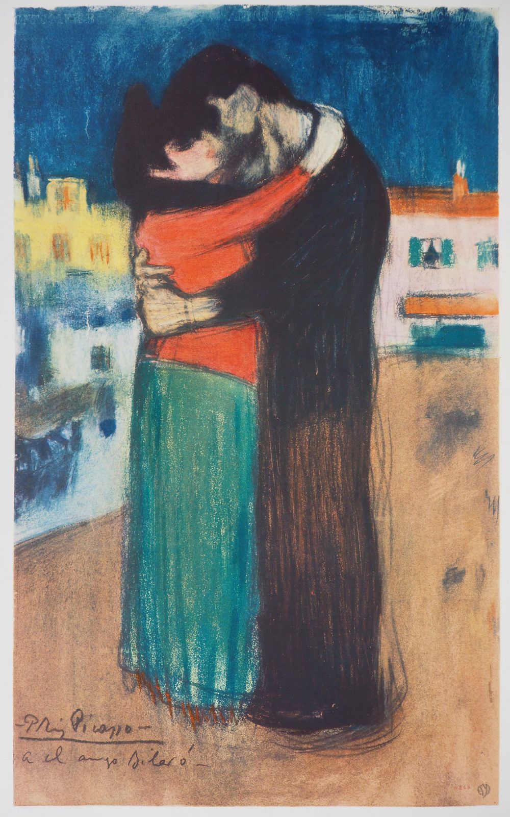 Tribute To Toulouse Lautrec : Lovers, The Kiss   Lithograph   Printed Signature photo for sale