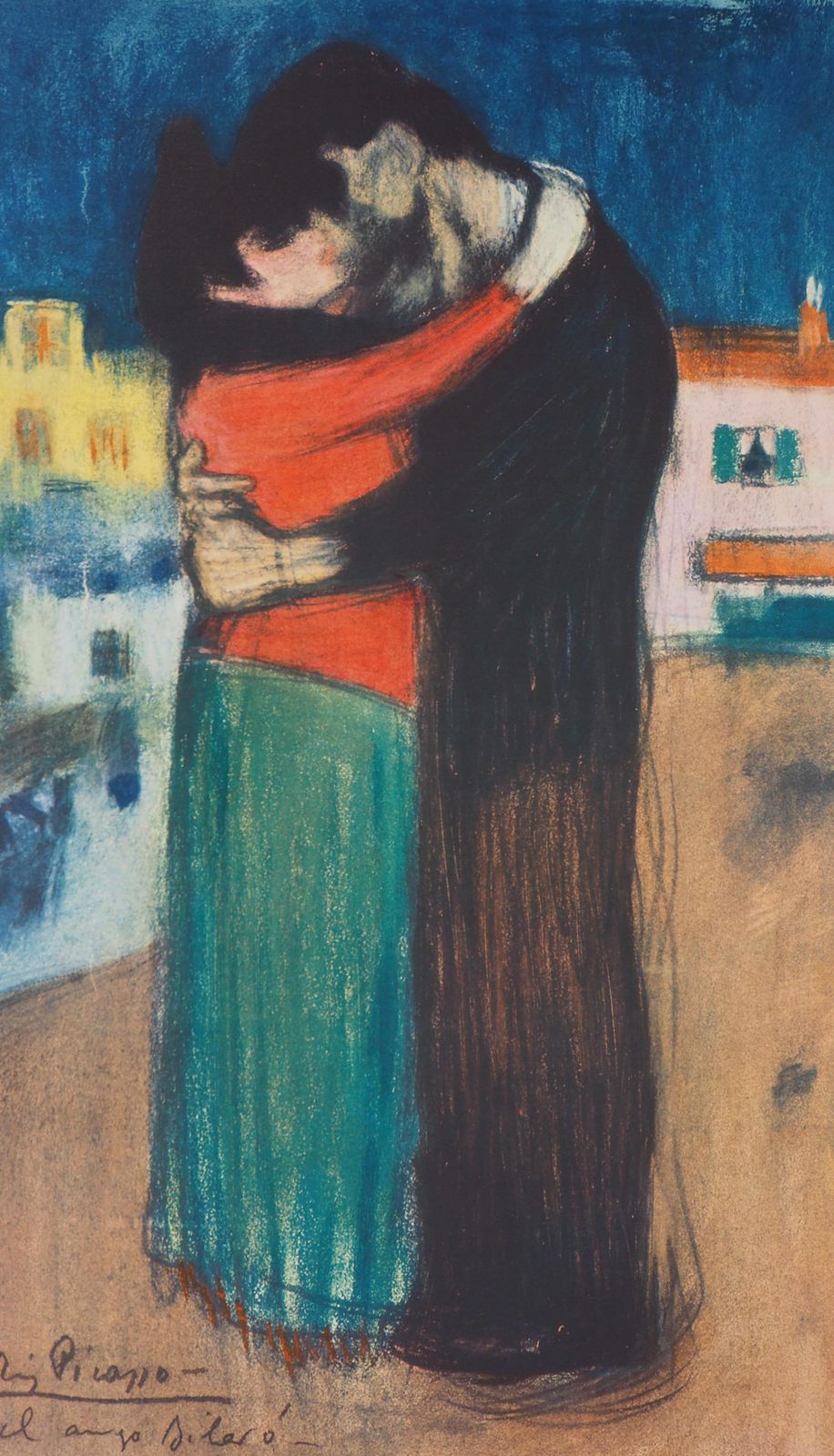 Tribute To Toulouse Lautrec : Lovers, The Kiss   Lithograph   Printed Signature photo Art