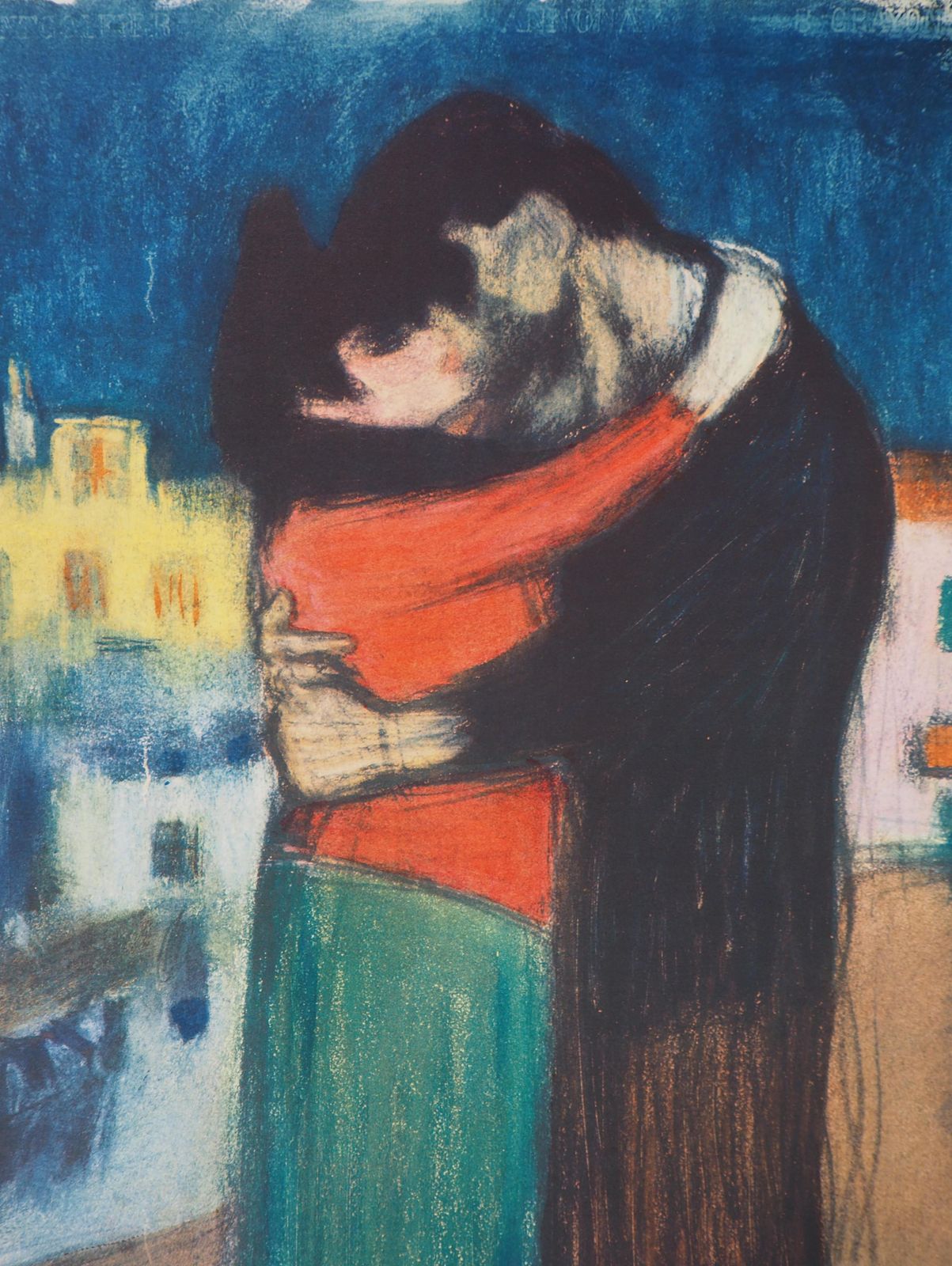 Tribute To Toulouse Lautrec : Lovers, The Kiss   Lithograph   Printed Signature photo 680.0