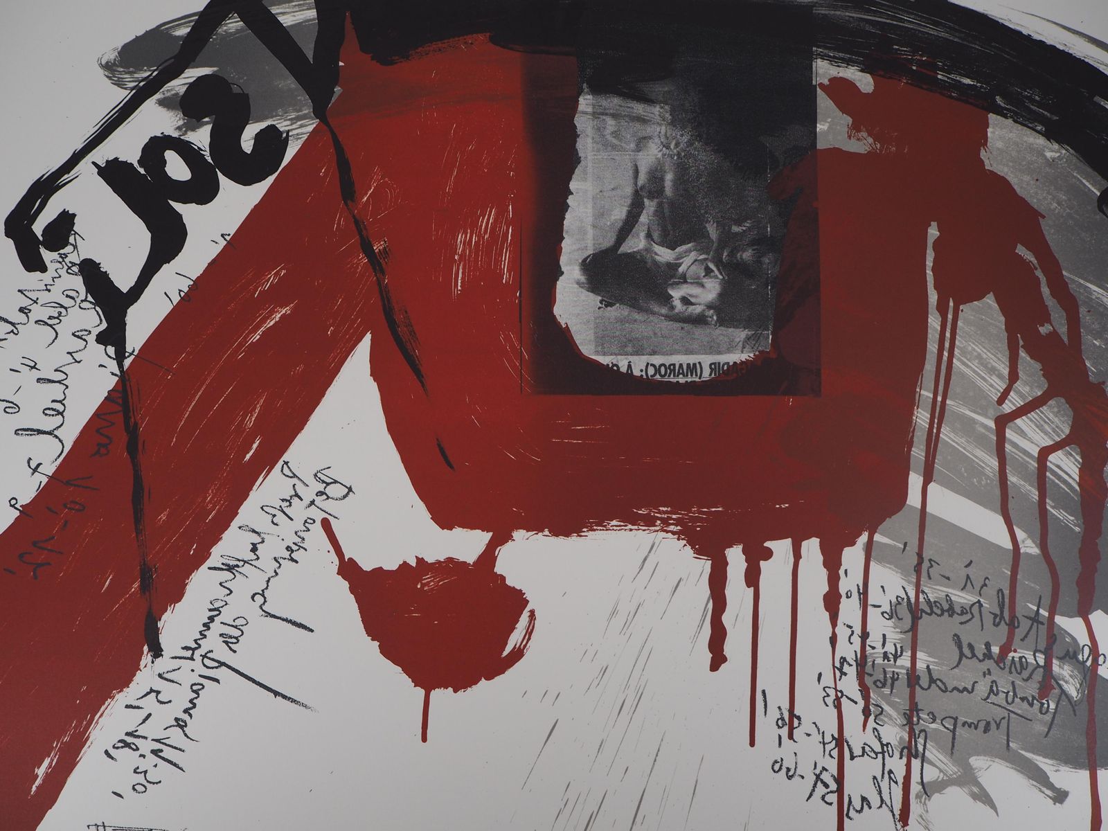 Wolf Vostellthe Scream,  The Ground   Original Handsigned Lithograph   Ltd 85 Cop (Fluxus)1990 photo furniture