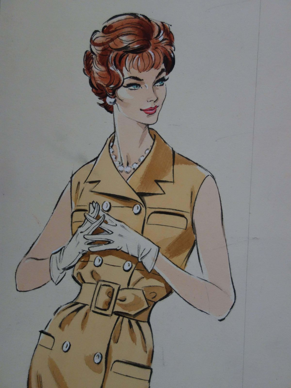 Rosy Andreasi Verdiermode Drawing : Elegant Short Dresses   Original Watercolor & Gouache Drawing photo Art