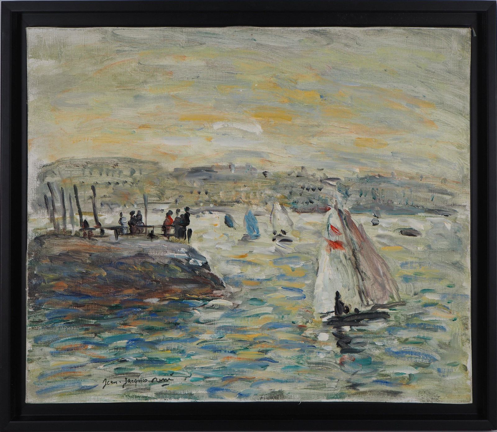 Jean Jacques Renesailings In Havre   Oil On Canvas Hansigned photo furniture