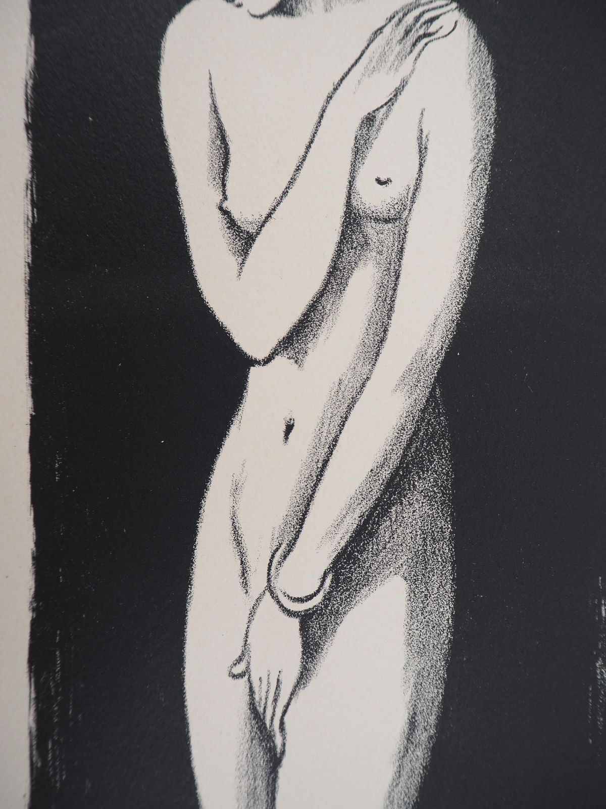 Jacques Namnude And Cat   Original Lithograph   C. 1937c. 1937 photo for sale