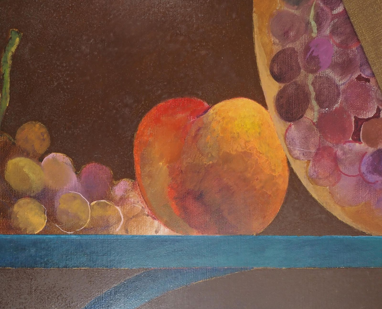 photo furniture Pierre Garcia Fonsportrait : Fruit And Mirror   Original Oil On Canvas, Signed 1989