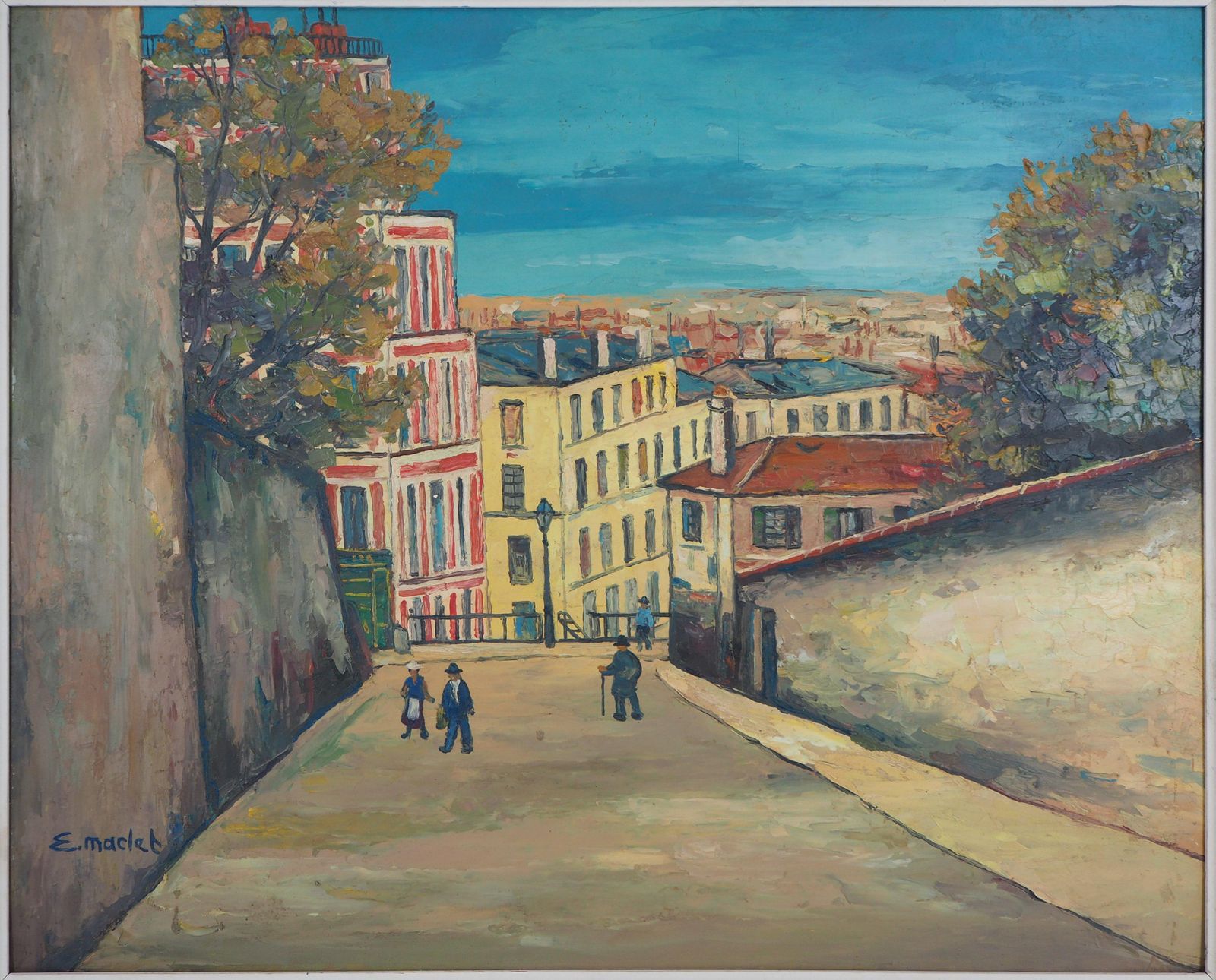 élisée Macletparis : Street In Montmartre   Original Oil On Board   Signed photo furniture