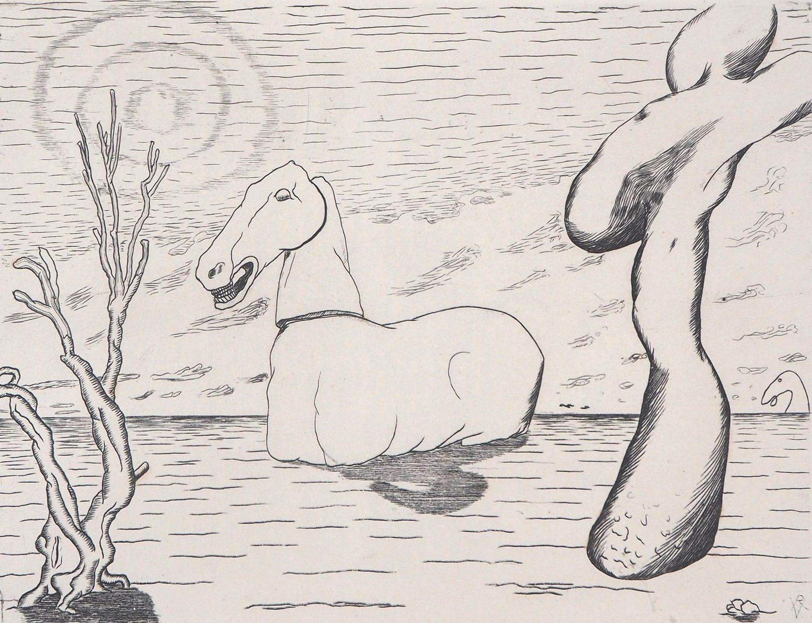 Roger Vieillardsurrealist Horse   Original Etching, 19461946 photo for sale