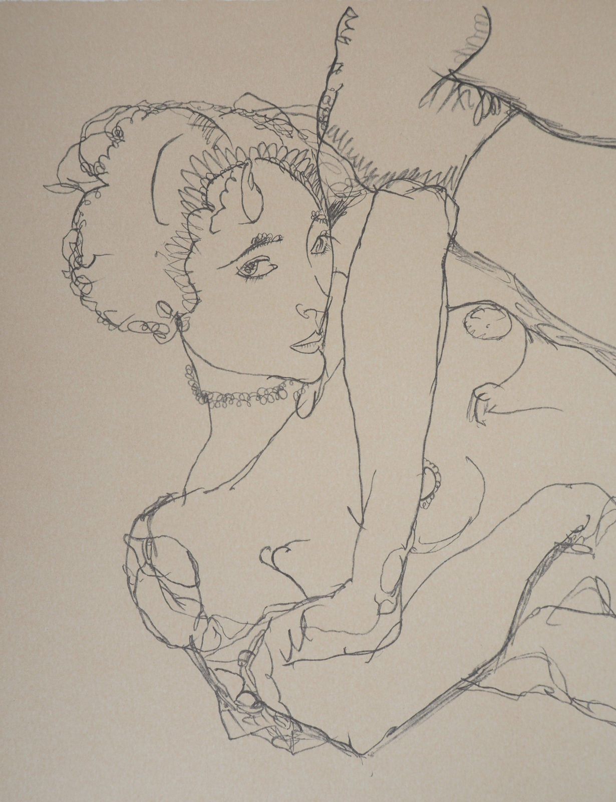 (After) Egon Schielereclining Nude, Left Leg Raised   Lithograph (Kallir #1531) photo Art