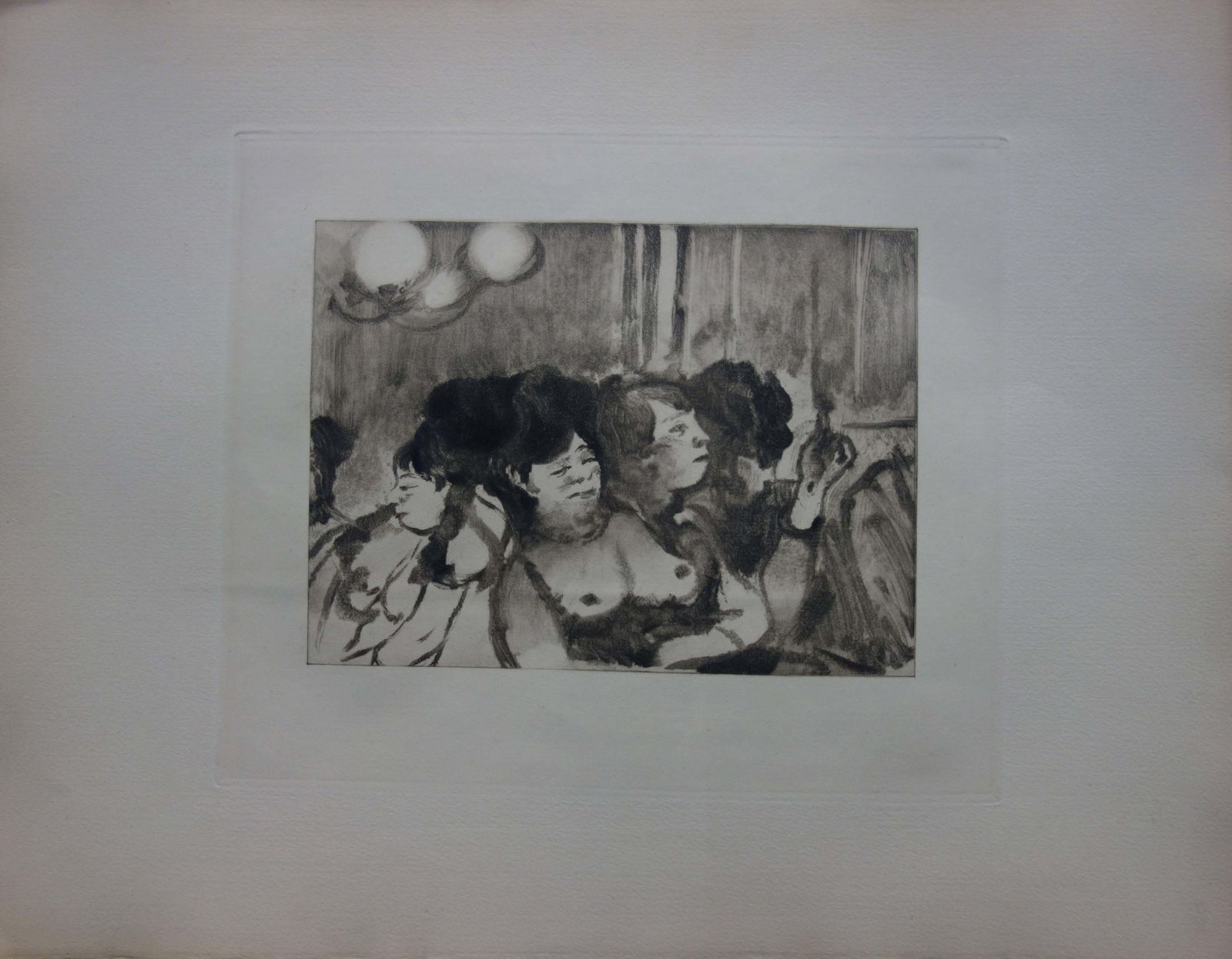 (After) Edgar Degaswhorehouse Scene : A Group Of Prostitutes    Original Etching1935 photo furniture