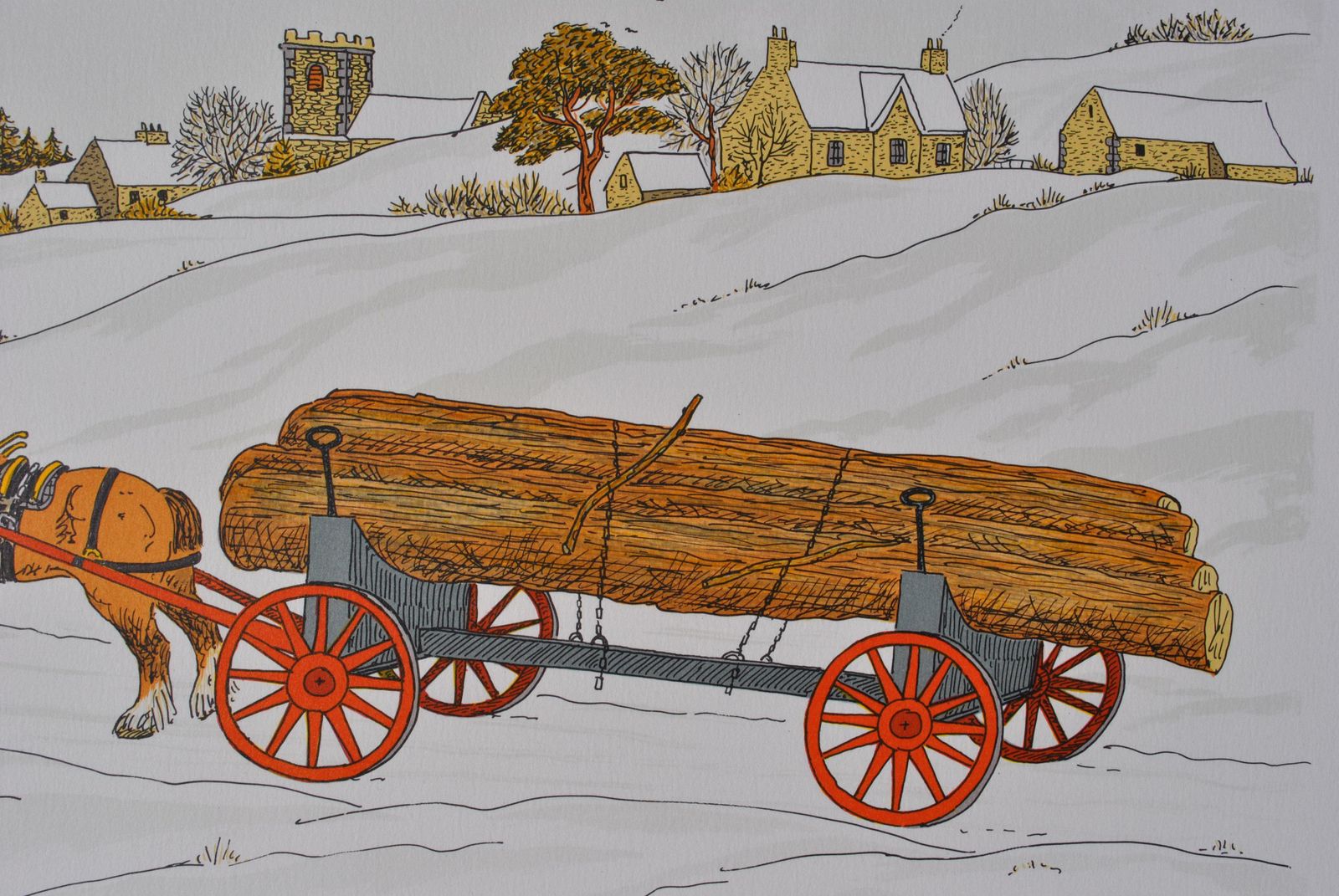 Vincent Haddelseyhorse :  Hitching In Winter   Original Lithograph, Handsigned & Ltd /1001974 photo vintage