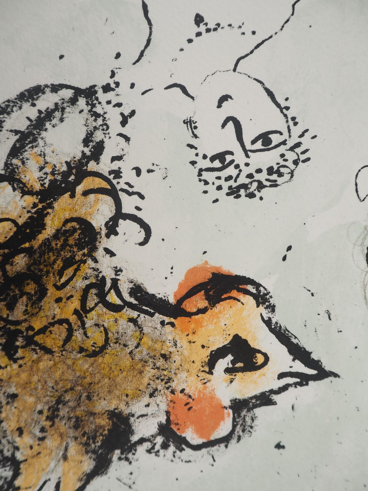 photo vintage Marc Chagallviolin Player With A Rooster   Original Lithograph (Mourlot #1000)1982