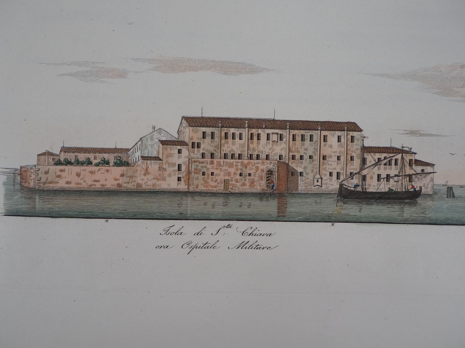 Dionisio Morettivenice, Santa Chiara Island   Original Etching And Watercolor, 18311831 photo vinterior