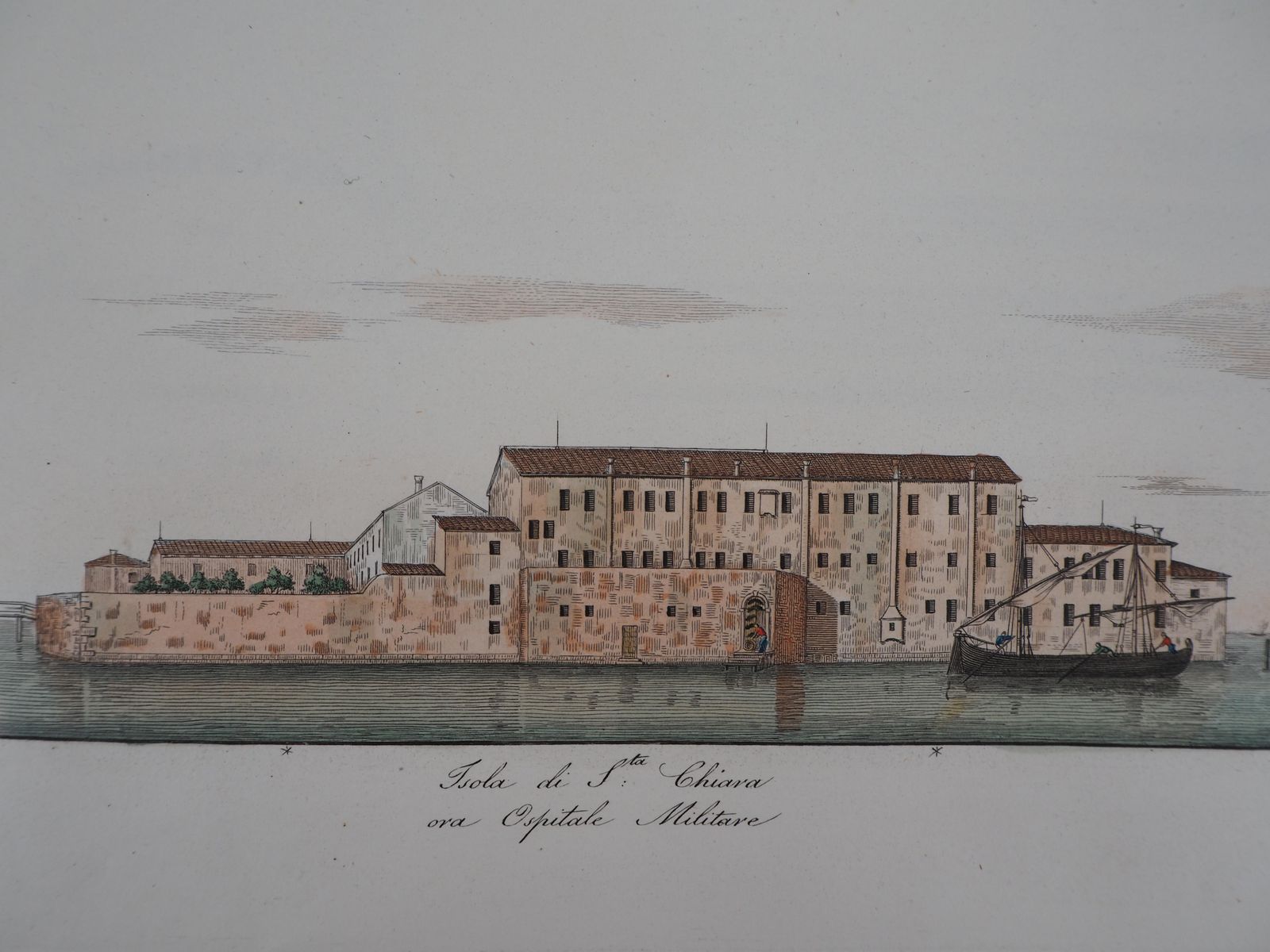 Dionisio Morettivenice, Santa Chiara Island   Original Etching And Watercolor, 18311831 photo buy