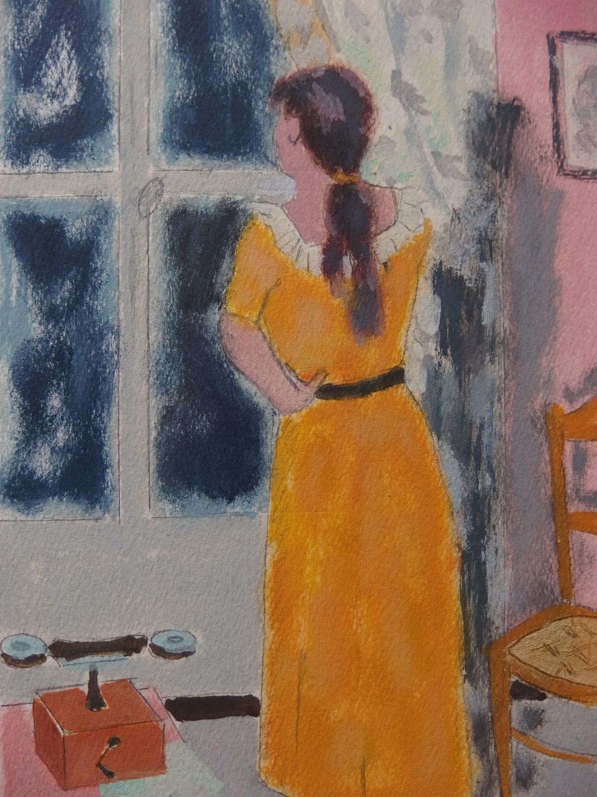 Jules Cavailleswoman Looking At The Window   Original Painting, Handsigned photo furniture