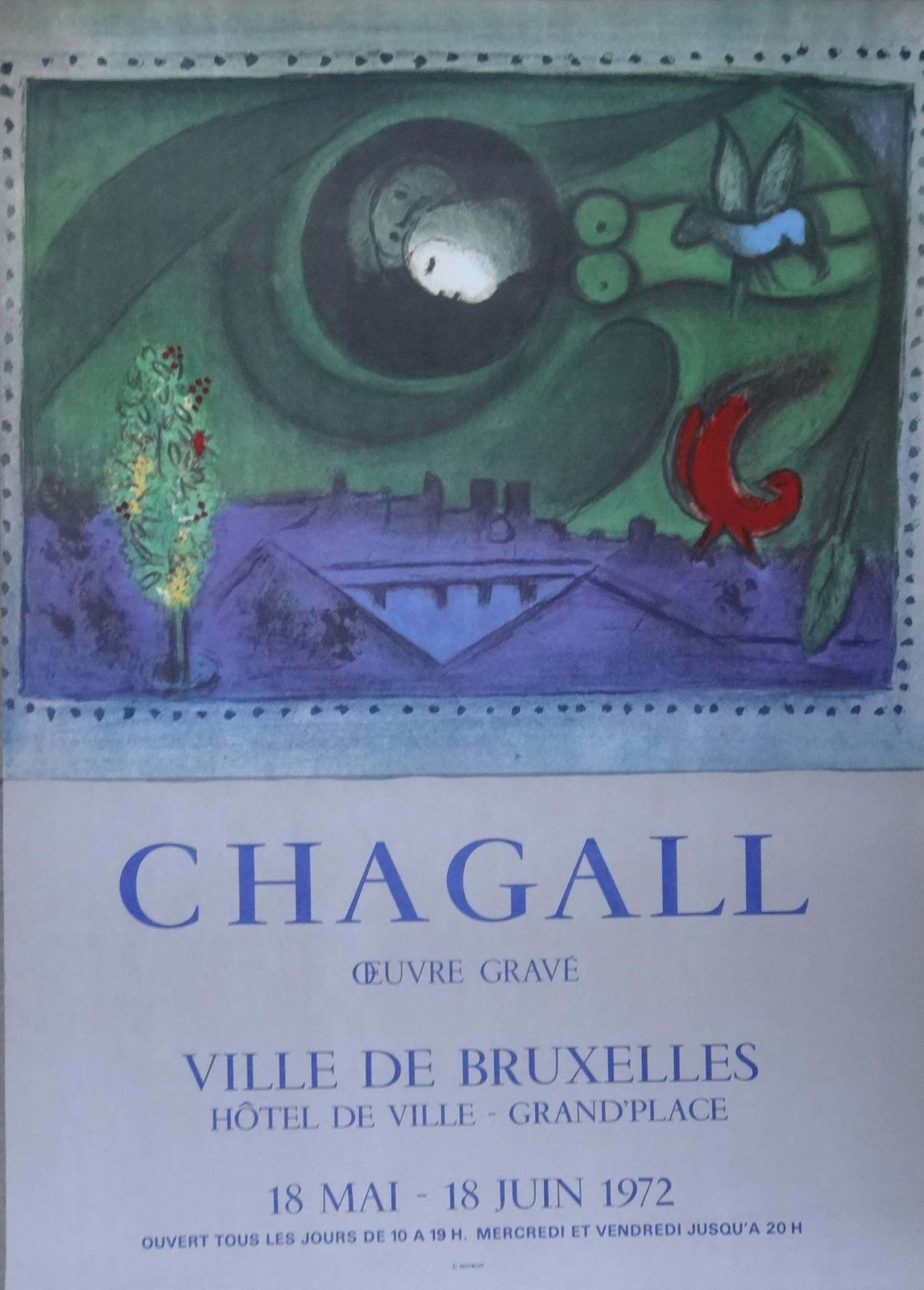 (After) Marc Chagallcouple Over The Town   Lithograpic Poster   Mourlot1972