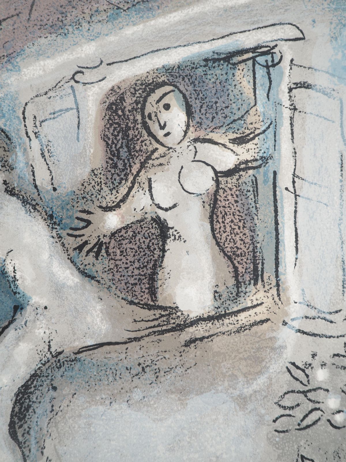 Marc Chagallthe Bible : The Escape Of David   Original Lithograph (Mourlot #250)1960 photo furniture