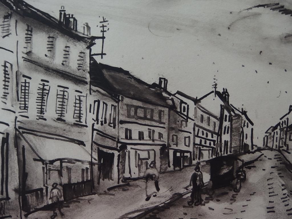 Maurice De Vlaminckmain Street Of A Traditional French Village   Original Etching1951 photo Art