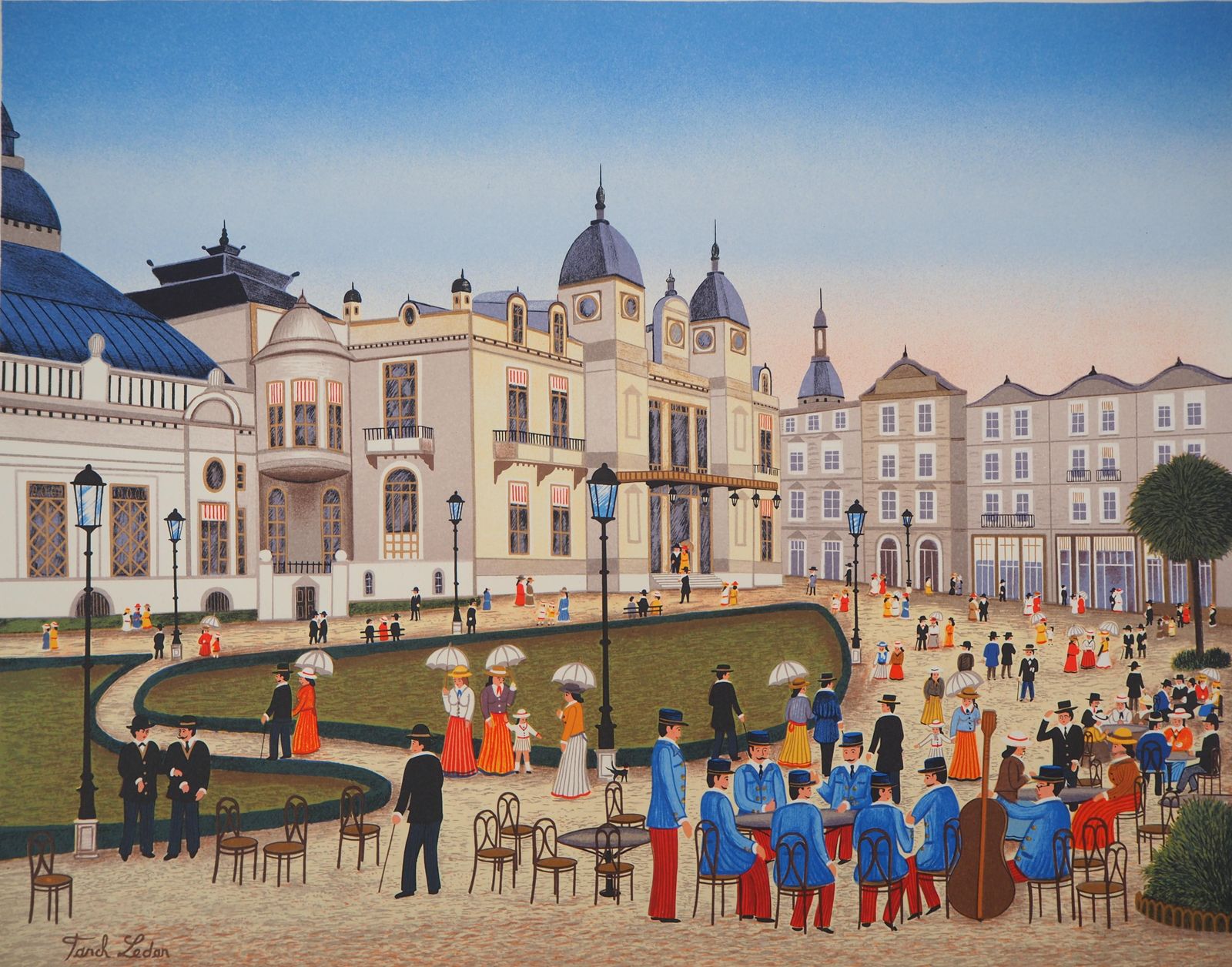 Fanch (Francois Ledan)monaco : Casino Of Monte Carlo   Original Lithograph photo vinterior