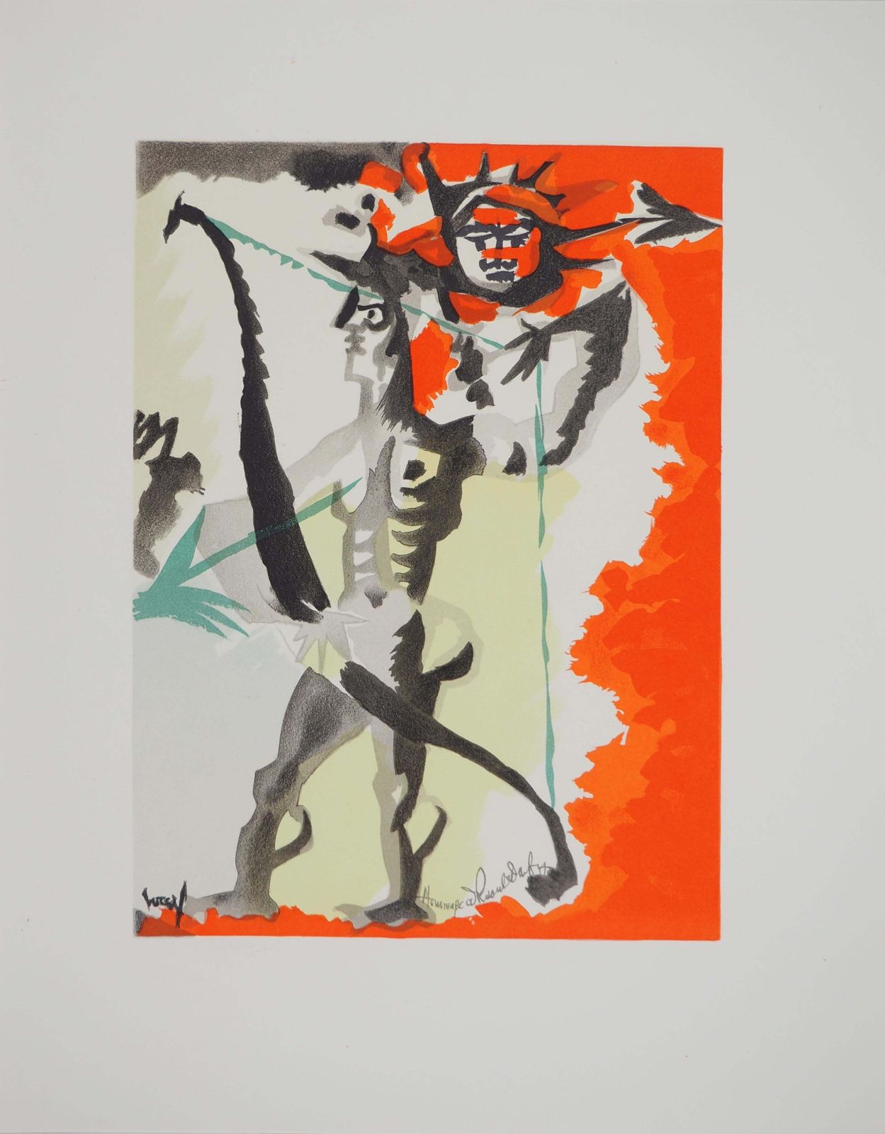 Jean Lurçatsport : The Surrealist Archer   Original Lithograph (Mourlot)1965