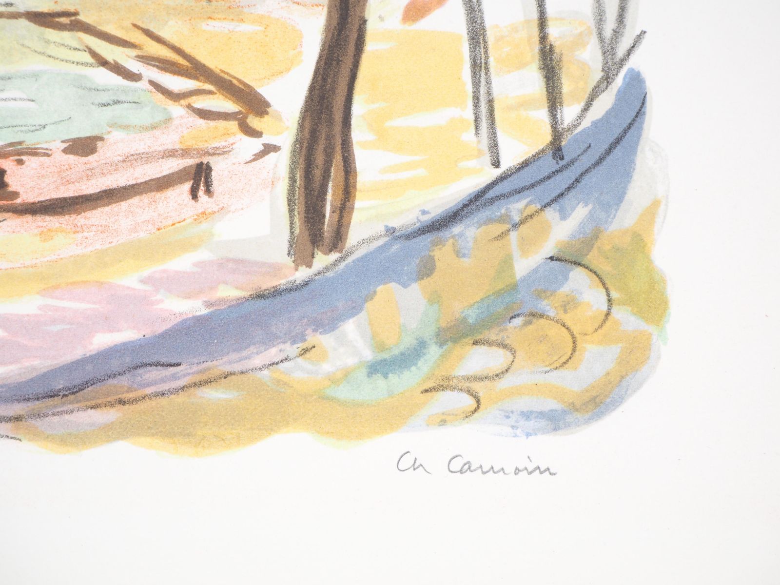Charles Camoinfall In Paris : Near Seine River   Original Lithograph   Signed1946 photo vinterior
