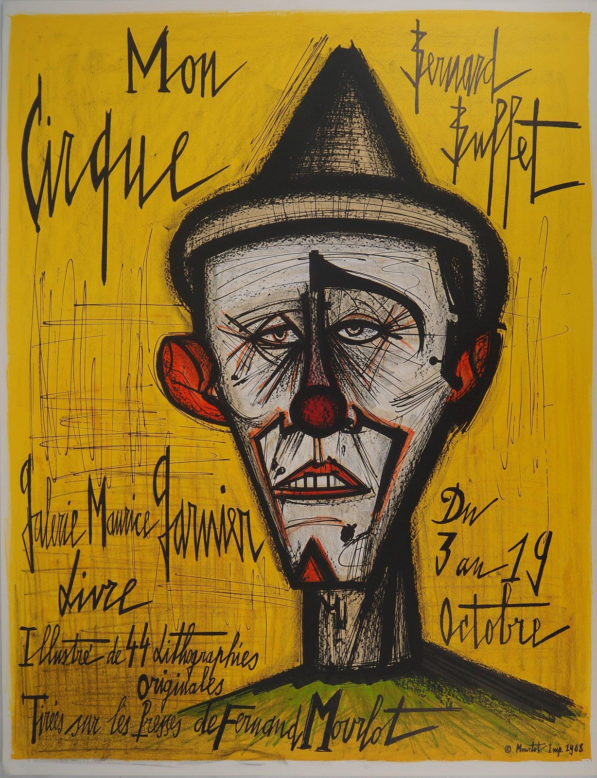 Bernard Buffetcircus : The Clown   Original Lithograph   Mourlot 19681968
